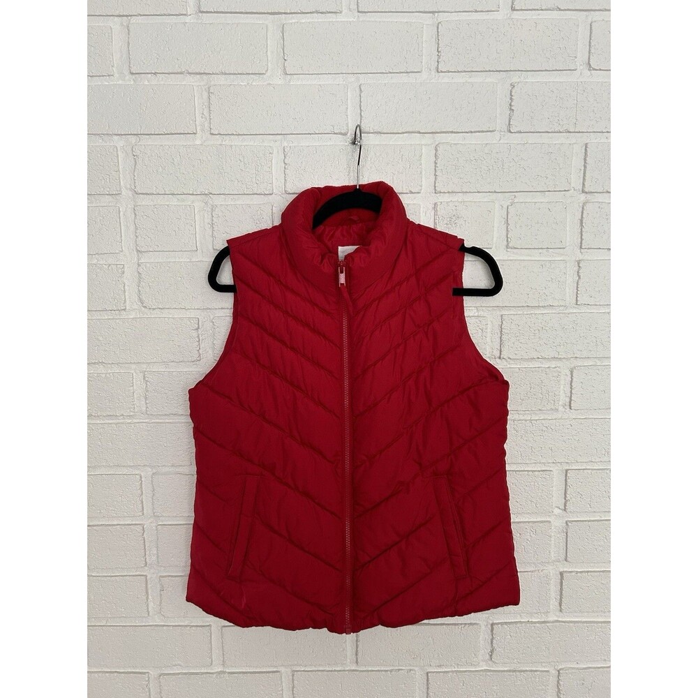 Gap Puffer Vest Womens Medium Red Sleeveless Full Zip